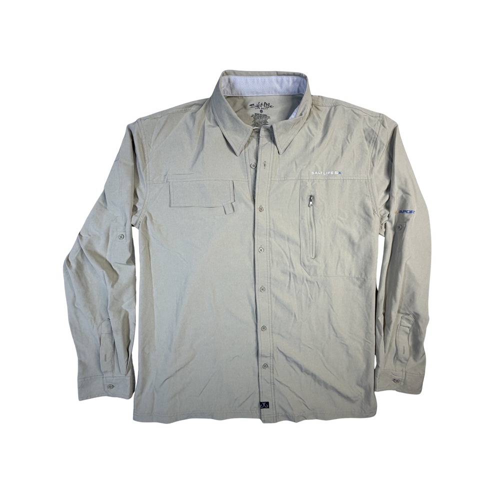 Salt Life SLX UVapor Mens XXL‎ Fishing Shirt Tan Long Sleeve Ventilated SLM1094